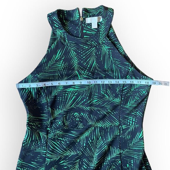 Michael Kors Green and Black Palm Print Knit Dress large - Picture 10 of 11